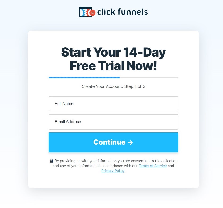 click funnels sign-up page