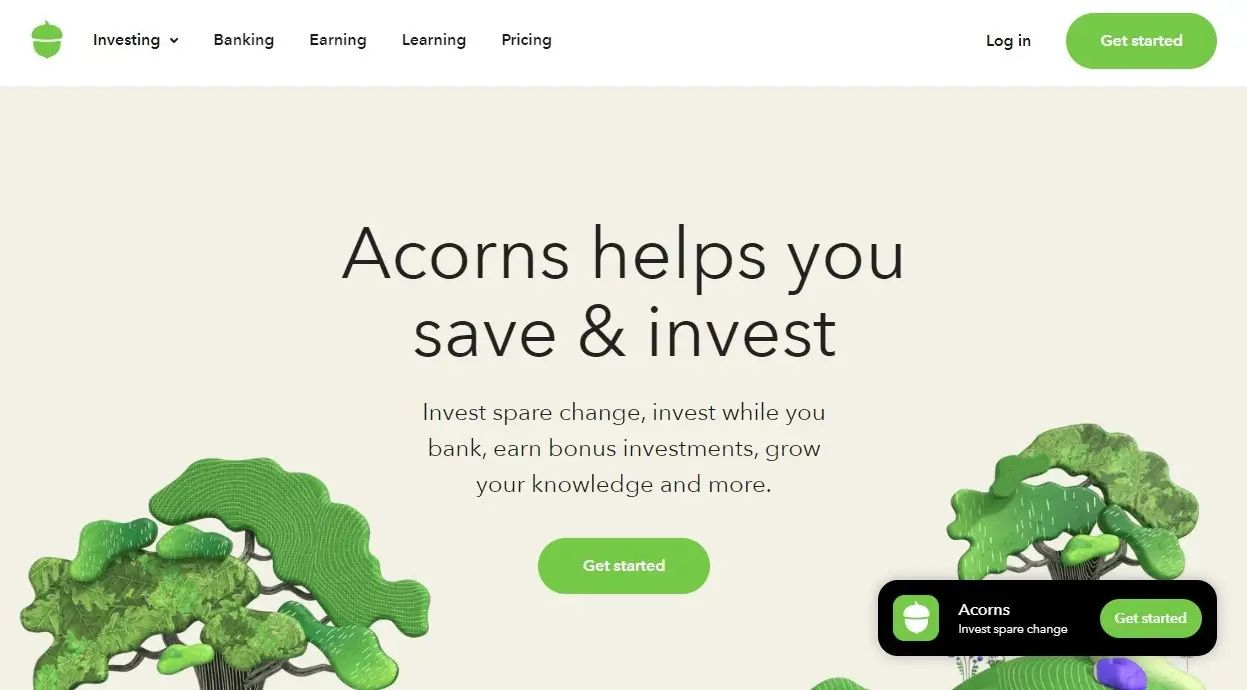 Acorns website