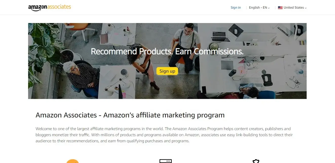 Amazon Associates home page
