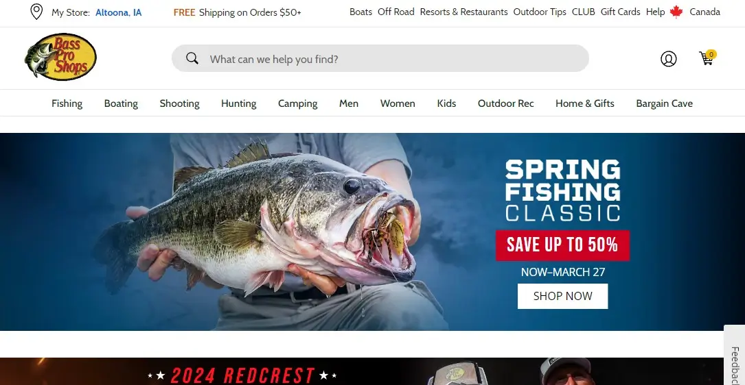 Bass Pro Shop website