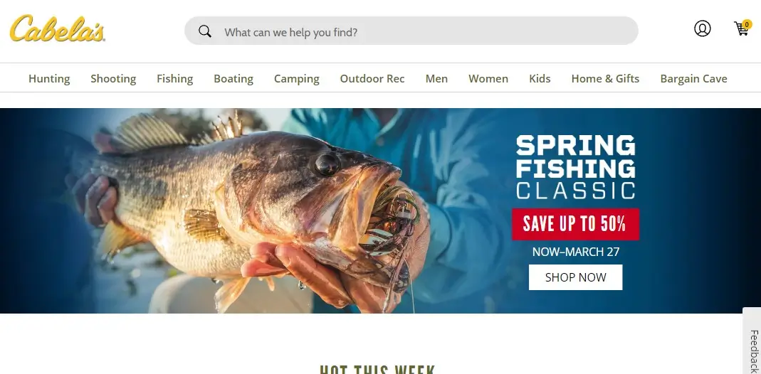 Cabela’s website