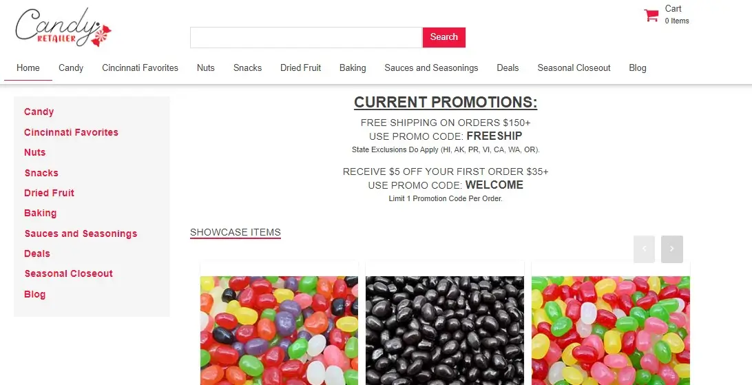 Candy Retailer website