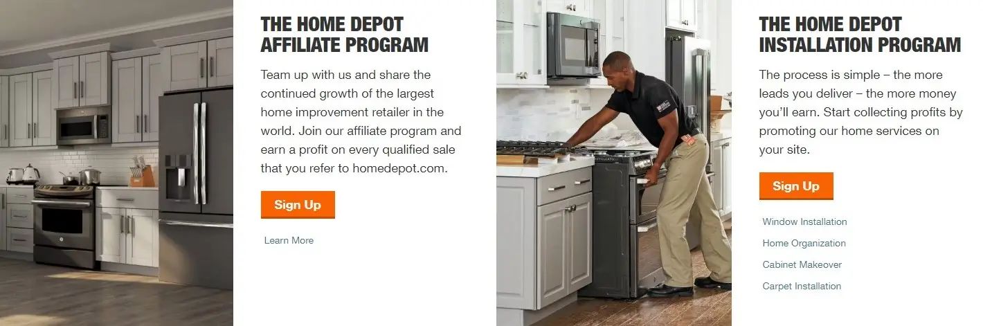 Home Depot affiliate program options