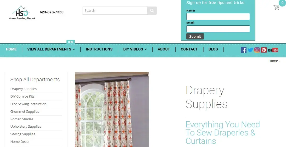 Home Sewing Depot website