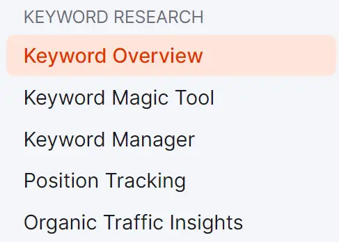 Semrush keyword research tools