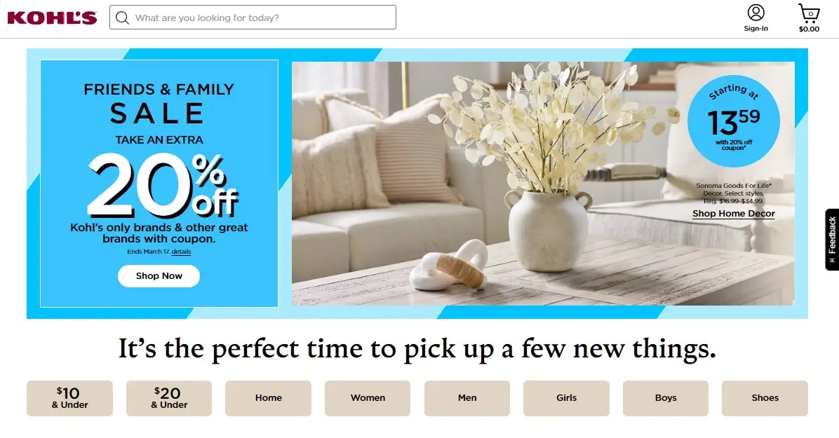 Kohl’s website