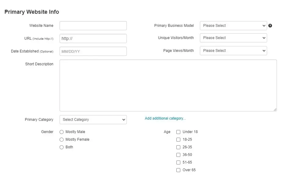 LEGO affiliate program sign up form question