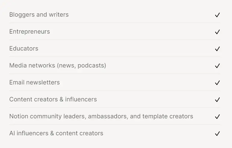 Notion affiliate program groups