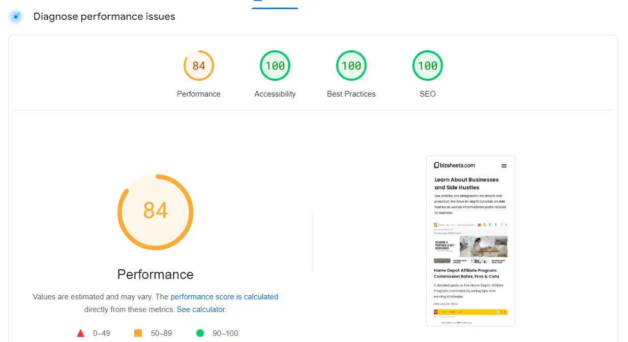 PageSpeed Insights overview