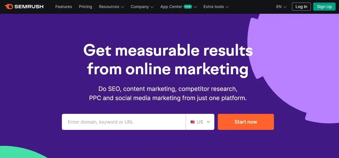 Semrush home page