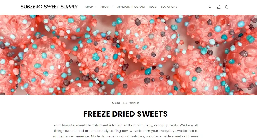 Subzero Sweet Supply website