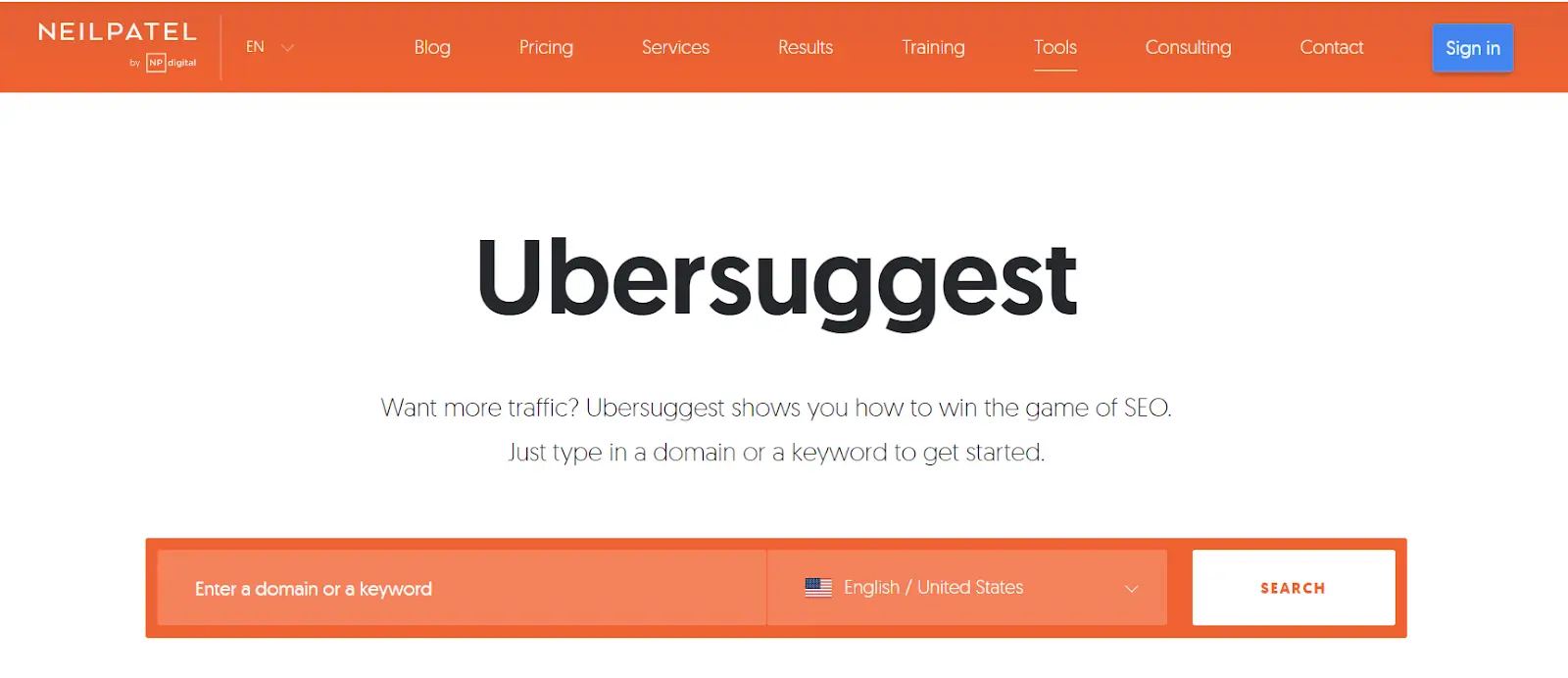 Ubersuggest website